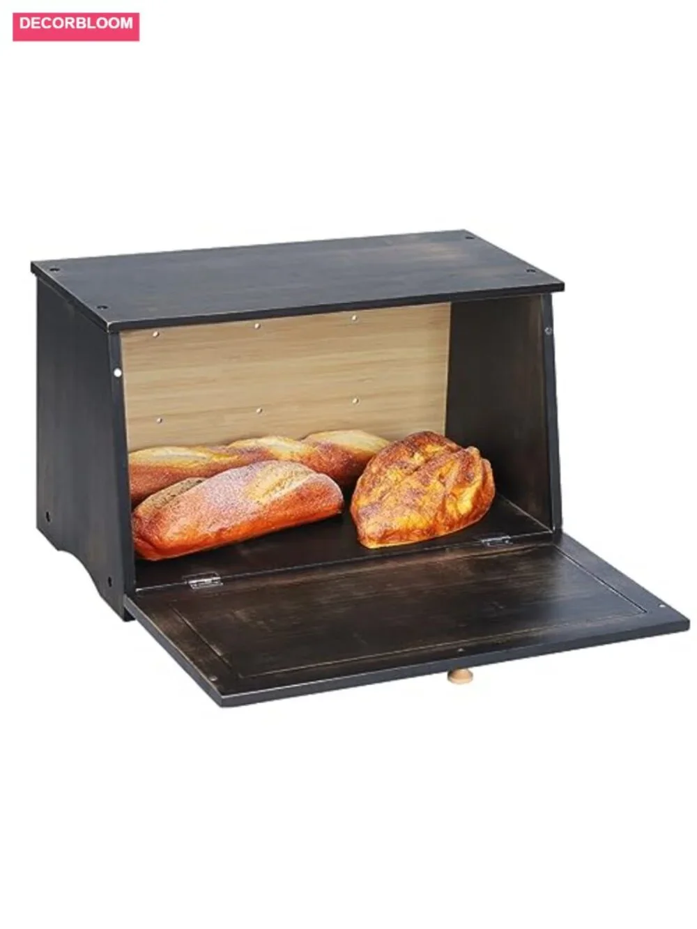 Vintage Wood Bread Box for Kitchen Counter Retro Storage Bin Bamboo Farmhouse